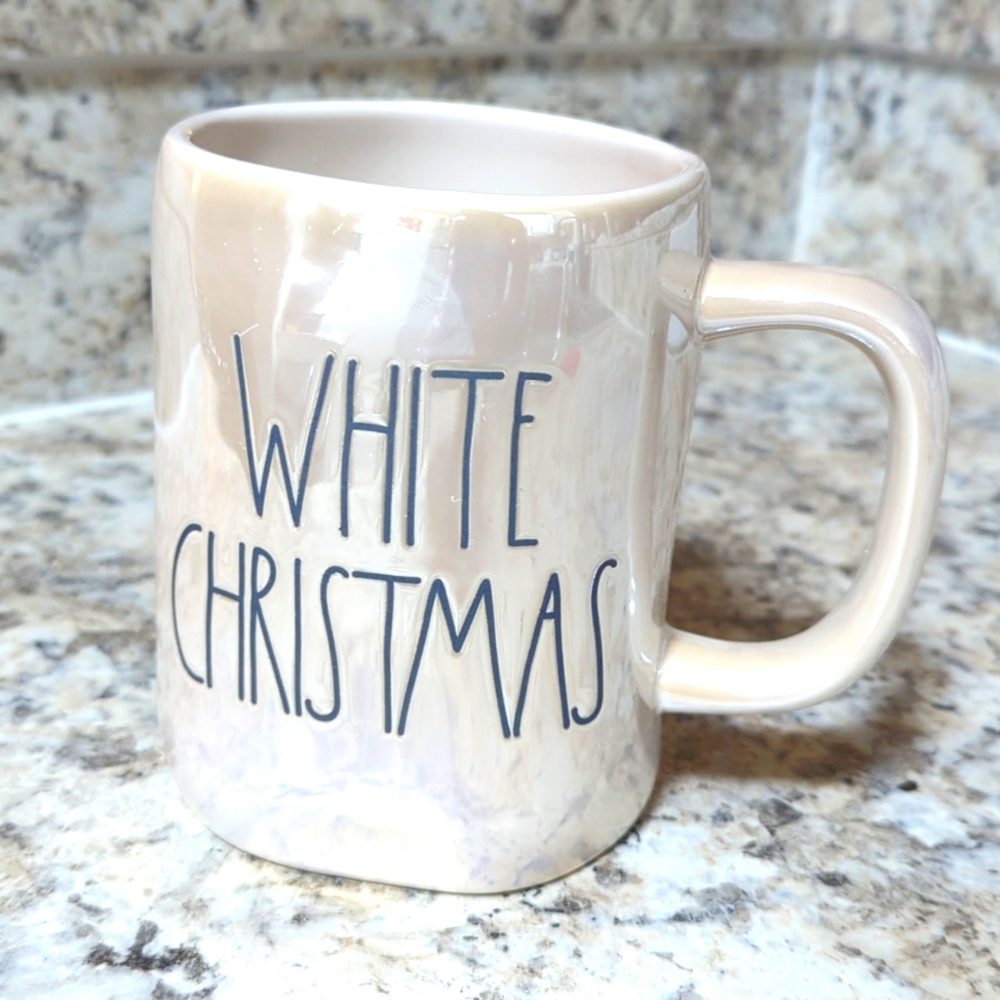 Rare Iridescent White Christmas Mug
